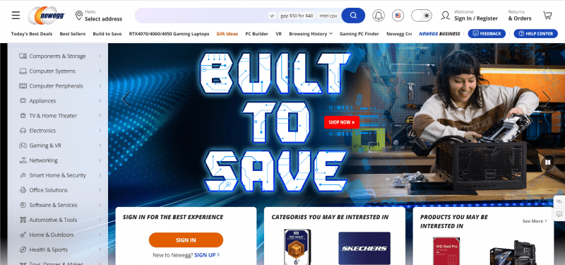 newegg trang web mua hàng điện tử ở mỹ